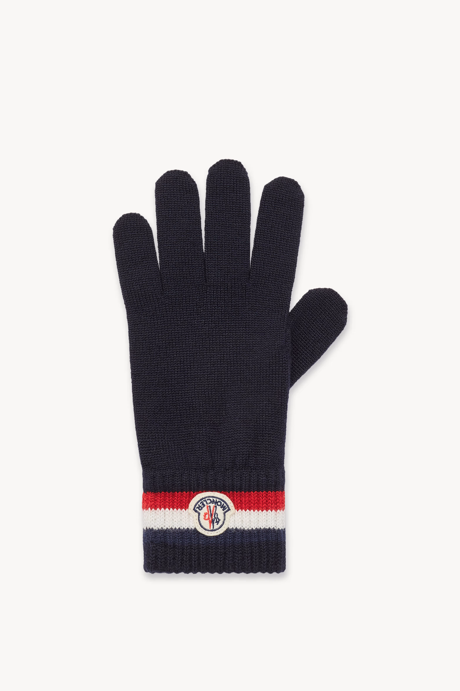 Gants en laine tricolore Hommes Bleu marine Moncler 0